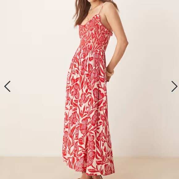Free People Sweet Nothings Printed Midi Dress | Red | XS - Picture 1 of 9